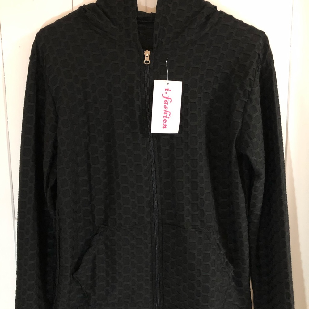 Textured Zip Up Crop Sports Top & Shorts Set,